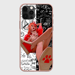 Чехол для iPhone 12 Pro Max Человек бензопила: Пауэр демоница, цвет: 3D-светло-розовый