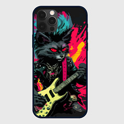 Чехол iPhone 12 Pro Max Rocker Cat on a dark background - C-Cats collectio