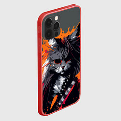 Чехол для iPhone 12 Pro Max Rocker Cat on a gray background - C-Cats collectio, цвет: 3D-красный — фото 2