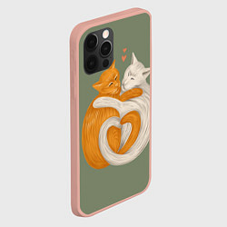 Чехол для iPhone 12 Pro Max Любовь котов сердце, цвет: 3D-светло-розовый — фото 2