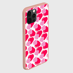 Чехол для iPhone 12 Pro Max Двойные сердечки - паттерн, цвет: 3D-светло-розовый — фото 2