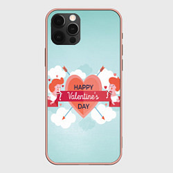Чехол для iPhone 12 Pro Max Ангелочки на день святого валентина, цвет: 3D-светло-розовый