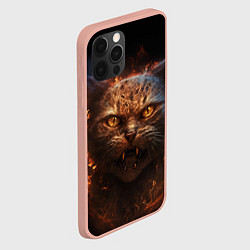 Чехол для iPhone 12 Pro Max Огненный кот, цвет: 3D-светло-розовый — фото 2