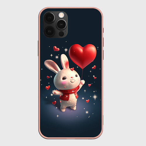 Чехол iPhone 12 Pro Max Кролик с шариком / 3D-Светло-розовый – фото 1