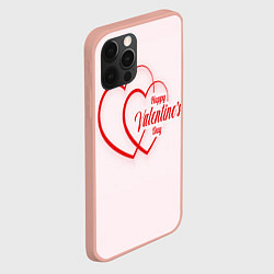 Чехол для iPhone 12 Pro Max С двумя линиями сердец, цвет: 3D-светло-розовый — фото 2