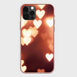 Чехол для iPhone 12 Pro Max Летящие сердечки, цвет: 3D-светло-розовый