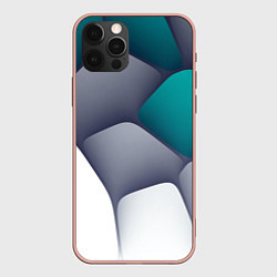 Чехол для iPhone 12 Pro Max Серо-бело-синий каменный паттерн, цвет: 3D-светло-розовый