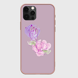 Чехол для iPhone 12 Pro Max Лайн арт рука и цветок, цвет: 3D-светло-розовый
