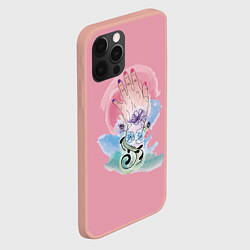 Чехол для iPhone 12 Pro Max Женская рука с абстрактными цветами, цвет: 3D-светло-розовый — фото 2