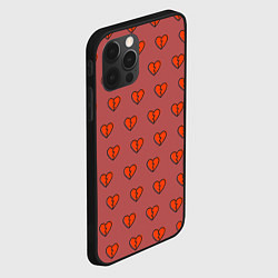 Чехол для iPhone 12 Pro Max Разбитые сердца на бордовом фоне, цвет: 3D-черный — фото 2
