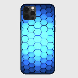 Чехол для iPhone 12 Pro Max Голубые соты шейповая абстракция, цвет: 3D-черный