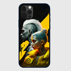 Чехол для iPhone 12 Pro Max Девушка и парень в стиле киберпанк, цвет: 3D-черный