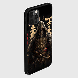 Чехол для iPhone 12 Pro Max Самурай и надписи, цвет: 3D-черный — фото 2
