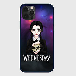 Чехол для iPhone 12 Pro Max Фан-арт на Уэнсдэй с черепом, цвет: 3D-черный