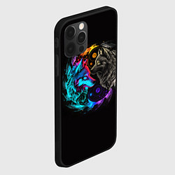 Чехол для iPhone 12 Pro Max Инь-янь волки неон, цвет: 3D-черный — фото 2