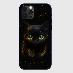 Чехол для iPhone 12 Pro Max Черный котенок с желтыми глазами - нейросеть, цвет: 3D-черный