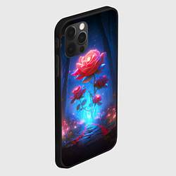 Чехол для iPhone 12 Pro Max Алая роза в ночном лесу, цвет: 3D-черный — фото 2