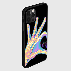 Чехол для iPhone 12 Pro Max Сердечко левой рукой - неоновый рентген, цвет: 3D-черный — фото 2