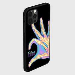 Чехол для iPhone 12 Pro Max Сердечко правой рукой - неоновый рентген, цвет: 3D-черный — фото 2