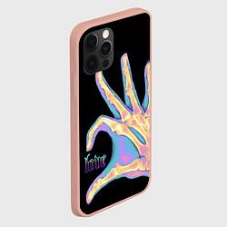 Чехол для iPhone 12 Pro Max Сердечко правой рукой - неоновый рентген, цвет: 3D-светло-розовый — фото 2