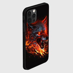 Чехол для iPhone 12 Pro Max Огненный злой волк с красными глазами, цвет: 3D-черный — фото 2