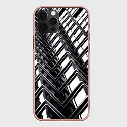 Чехол для iPhone 12 Pro Max Карбоновая абстракция грани, цвет: 3D-светло-розовый