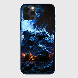 Чехол для iPhone 12 Pro Max Огонь и неоновый дым, цвет: 3D-черный