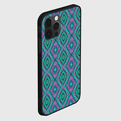 Чехол для iPhone 12 Pro Max Зелено-фиолетовые ромбы: орнамент, цвет: 3D-черный — фото 2