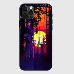 Чехол для iPhone 12 Pro Max Неоновый закат города, цвет: 3D-черный