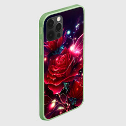 Чехол для iPhone 12 Pro Max Розы с огоньками, цвет: 3D-салатовый — фото 2