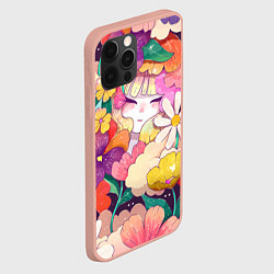 Чехол для iPhone 12 Pro Max Девочка в цветах, цвет: 3D-светло-розовый — фото 2