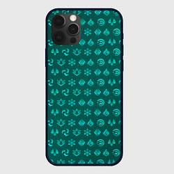 Чехол для iPhone 12 Pro Max Паттерн элементали под анемо, цвет: 3D-черный