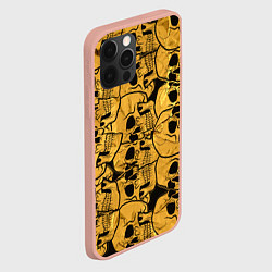 Чехол для iPhone 12 Pro Max Золотистый черепной паттерн, цвет: 3D-светло-розовый — фото 2