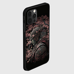 Чехол для iPhone 12 Pro Max Самурай среди ветвей цветущей сакуры, цвет: 3D-черный — фото 2