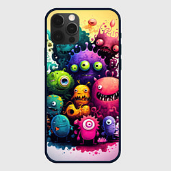 Чехол для iPhone 12 Pro Max Веселые монстры из краски, цвет: 3D-черный