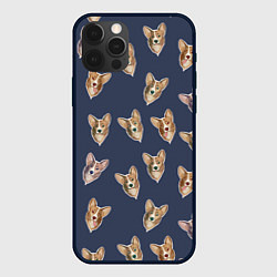 Чехол для iPhone 12 Pro Max Паттерн с веселыми корги, цвет: 3D-черный