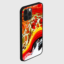 Чехол для iPhone 12 Pro Max Брызги краски - красные, оранжевые разводы, цвет: 3D-черный — фото 2