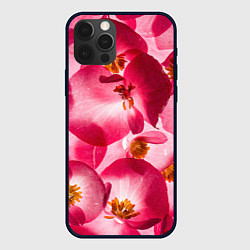 Чехол для iPhone 12 Pro Max Цветы бегония текстура, цвет: 3D-черный