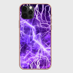 Чехол для iPhone 12 Pro Max Текстура молнии, электро, цвет: 3D-светло-розовый