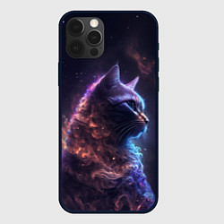 Чехол для iPhone 12 Pro Max Кошка в космосе туманность, цвет: 3D-черный
