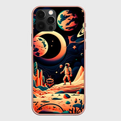 Чехол для iPhone 12 Pro Max Покорение космоса, цвет: 3D-светло-розовый