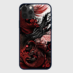 Чехол для iPhone 12 Pro Max Красный Irezumi узор, цвет: 3D-черный