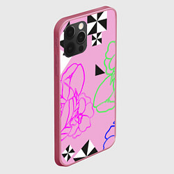 Чехол для iPhone 12 Pro Max Геометрия цветов, цвет: 3D-малиновый — фото 2