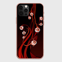 Чехол для iPhone 12 Pro Max Арт глаза красный и черный, цвет: 3D-светло-розовый