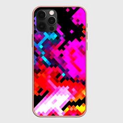 Чехол для iPhone 12 Pro Max Pixel neon mosaic, цвет: 3D-светло-розовый