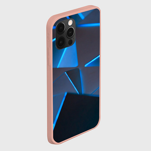 Чехол iPhone 12 Pro Max Неоновые грани абстракции / 3D-Светло-розовый – фото 2
