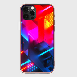 Чехол для iPhone 12 Pro Max Neon stripes color, цвет: 3D-светло-розовый