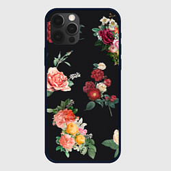 Чехол iPhone 12 Pro Max Букеты цветов на черном фоне