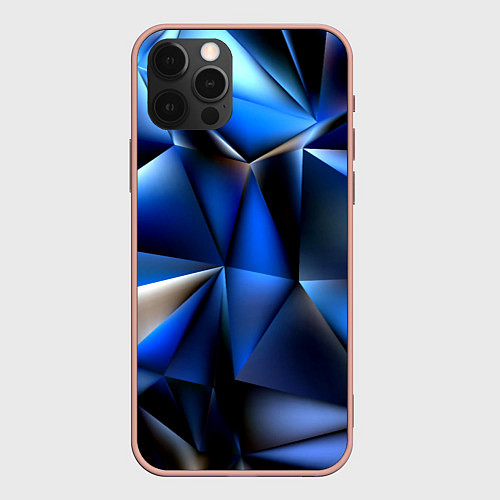 Чехол iPhone 12 Pro Max Polygon blue abstract / 3D-Светло-розовый – фото 1