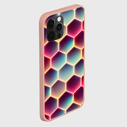 Чехол для iPhone 12 Pro Max Неоновый гексагон, цвет: 3D-светло-розовый — фото 2